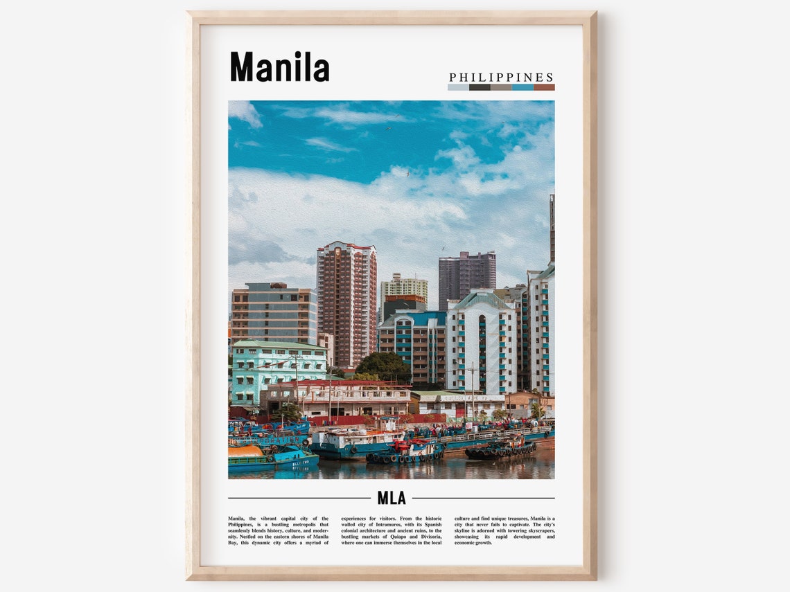 Manila Philippines Harbor Skyline Travel Photography Art Poster