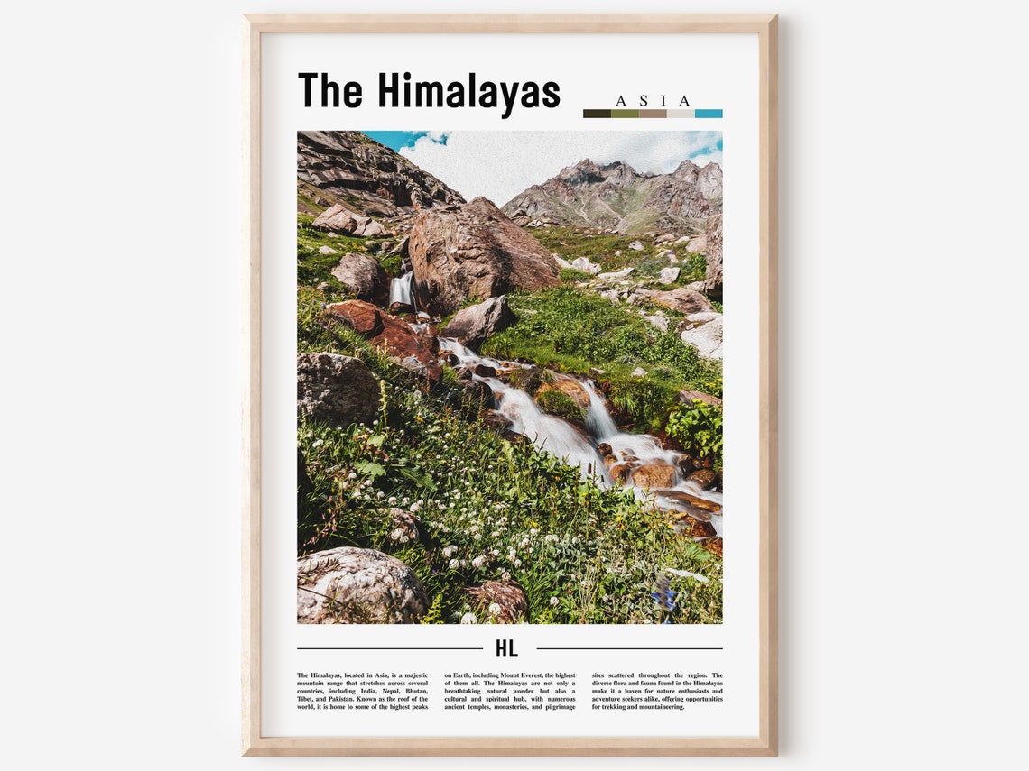 The Himalayas Scenic Mountain Stream Valley Landscape Travel Poster