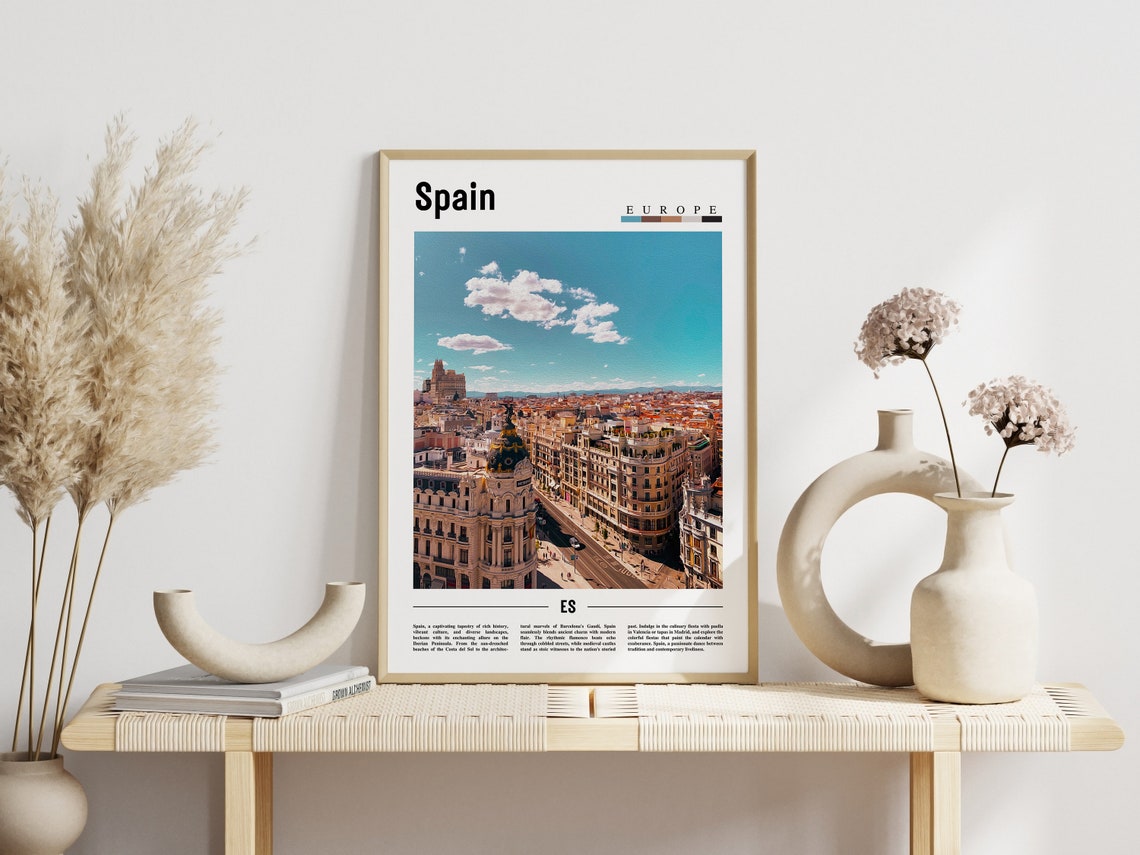 Spain Madrid Historic Avenue Cityscape Blue Sky Travel Poster - Image 3