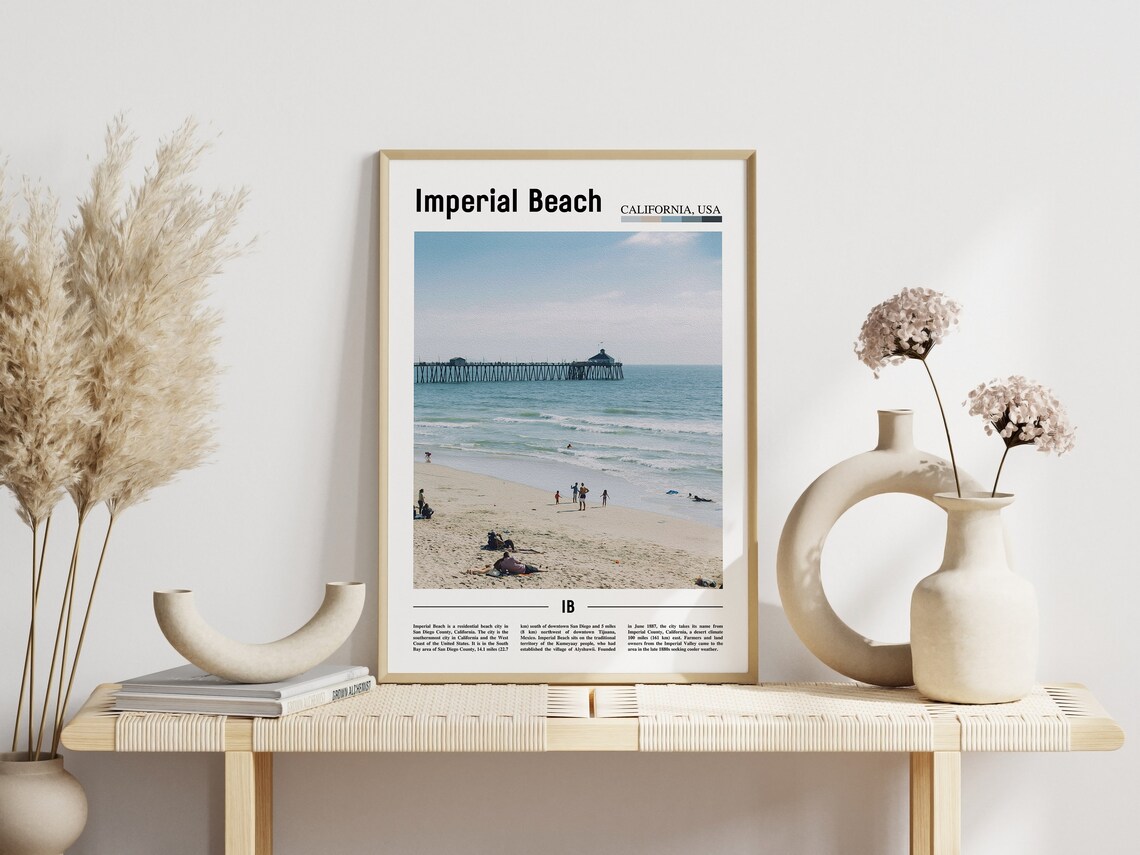 Imperial Beach California Ocean Pier Beachgoers Scene Poster - Image 3