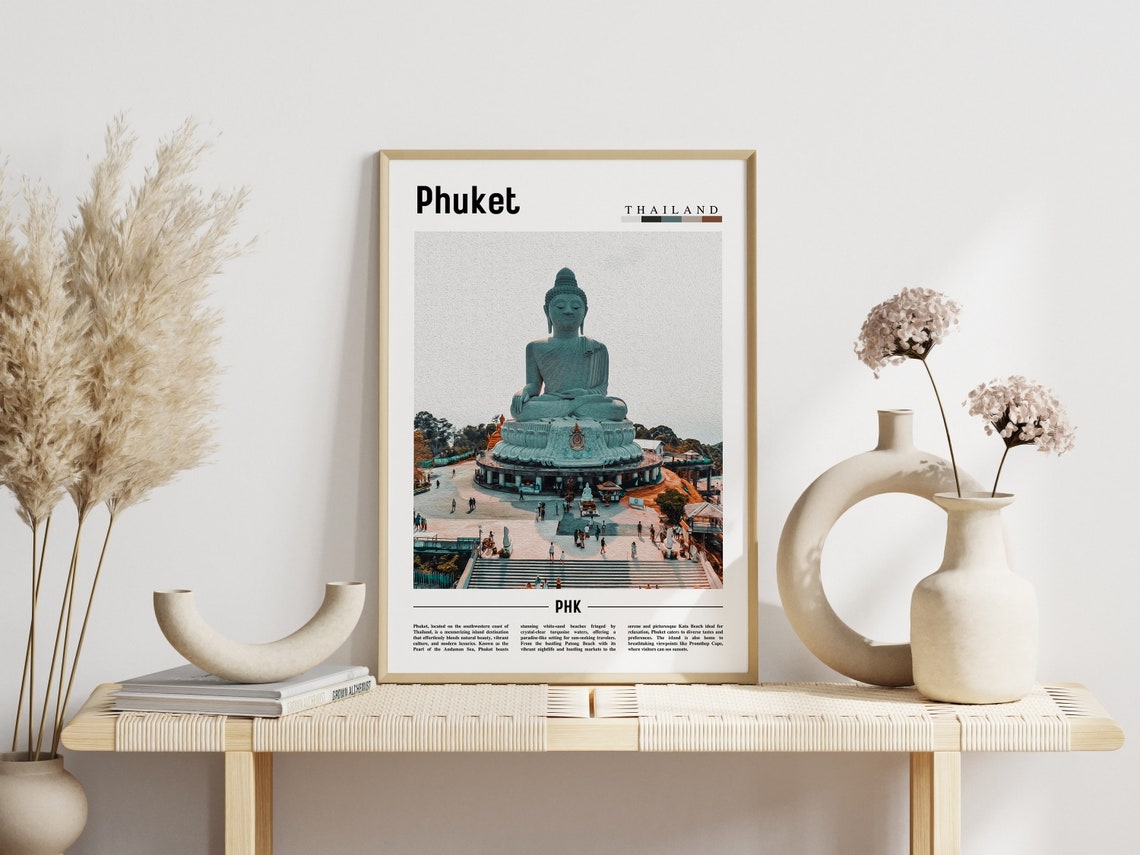 Phuket Thailand Big Buddha Aerial View Modern Travel Poster Art - Image 3