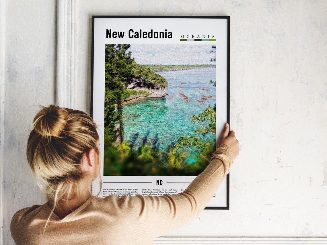 New Caledonia Poster New Caledonia Print New Caledonia Wall Art Minimal Travel Print Travel Destination Oil Painting Poster - Image 2