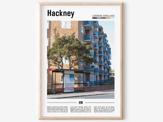 Hackney London England Brick Flats Bus Stop Street Photo Travel Poster