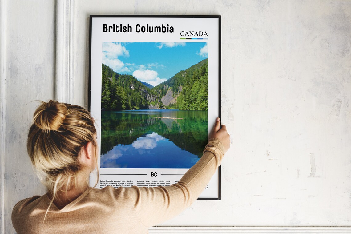 British Columbia Print British Columbia Poster British Columbia Wall Art Oil Painting Poster City Artwork Travel Artwork Travel Wall Art - Image 2