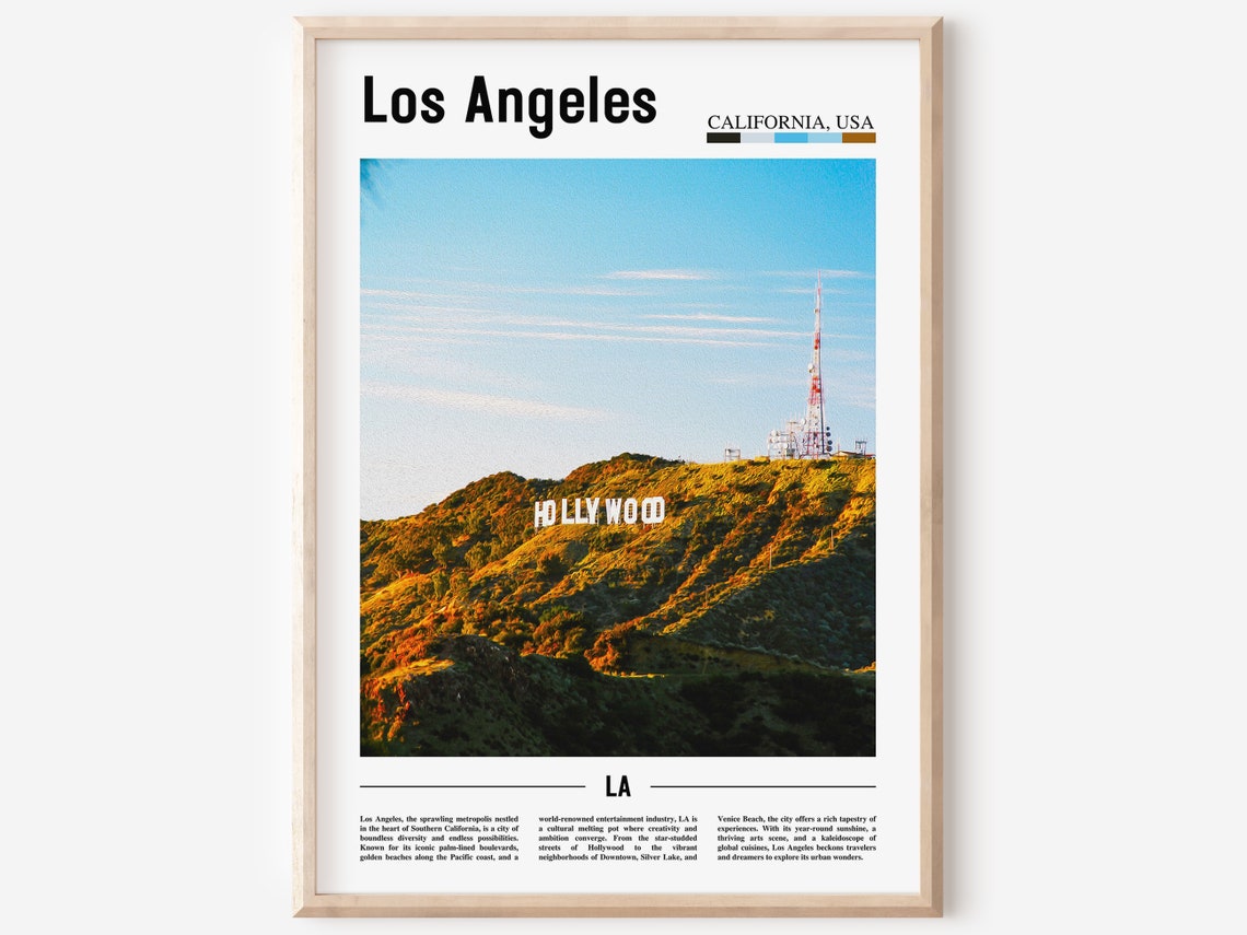 Los Angeles California Hollywood Sign Tower Sunset View Poster