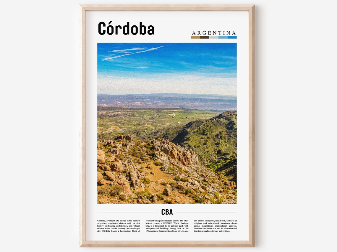 Cordoba Argentina Rocky Mountain Hills Landscape Travel Poster