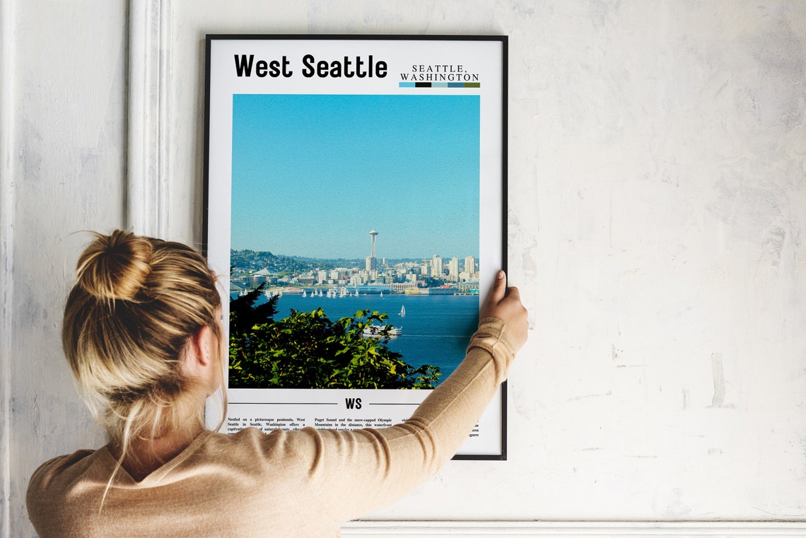 West Seattle Washington Space Needle Skyline Waterfront Travel Poster - Image 2