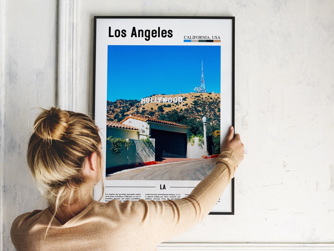 Los Angeles Hollywood Sign Hilltop Landmark California Travel Poster - Image 2