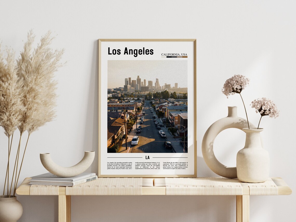 Los Angeles Downtown Sunset Skyline Panorama Travel Photo Poster - Image 3