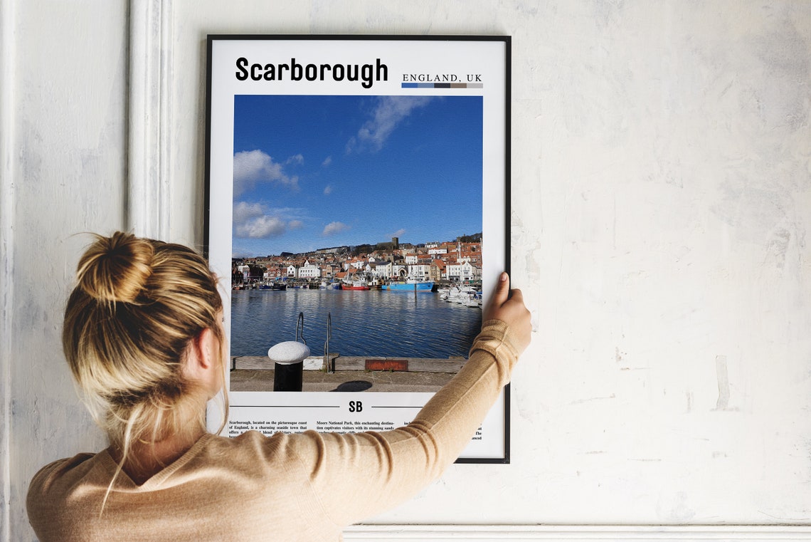 Scarborough England Harbor Seaside Town Minimal Travel Poster - Image 2