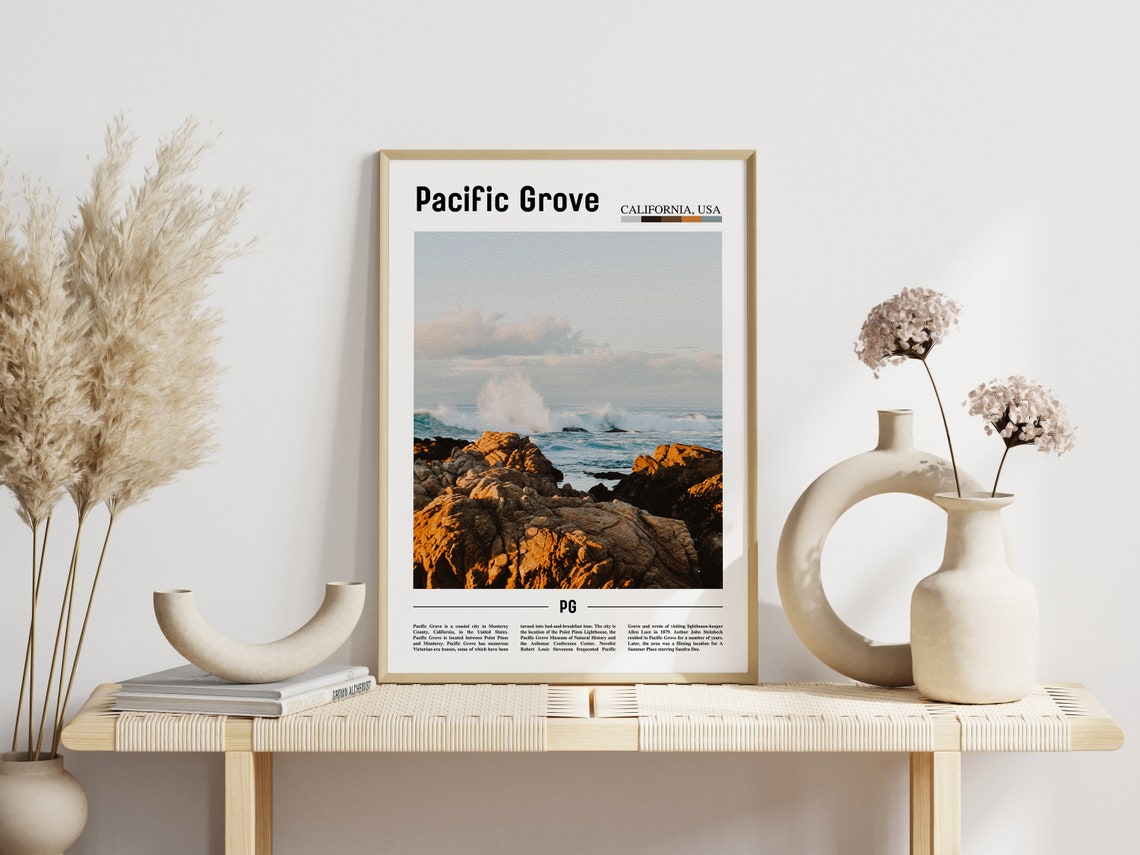 Pacific Grove California Rocky Coast Waves Travel Photo Poster - Image 3