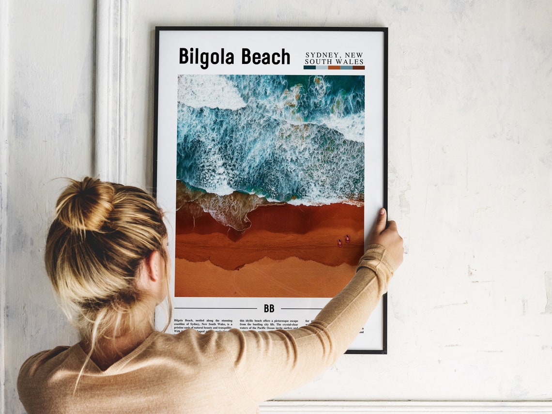 Bilgola Beach Poster Bilgola Beach Print Bilgola Beach Wall Art Minimal Travel Print Travel Destination Oil Painting Poster - Image 2