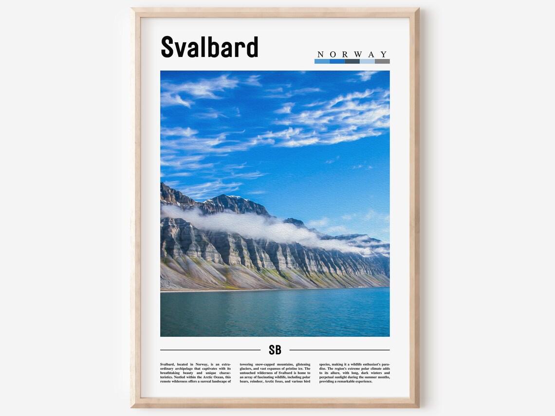 Svalbard Norway Arctic Mountains and Fjord Travel Poster Photo Art