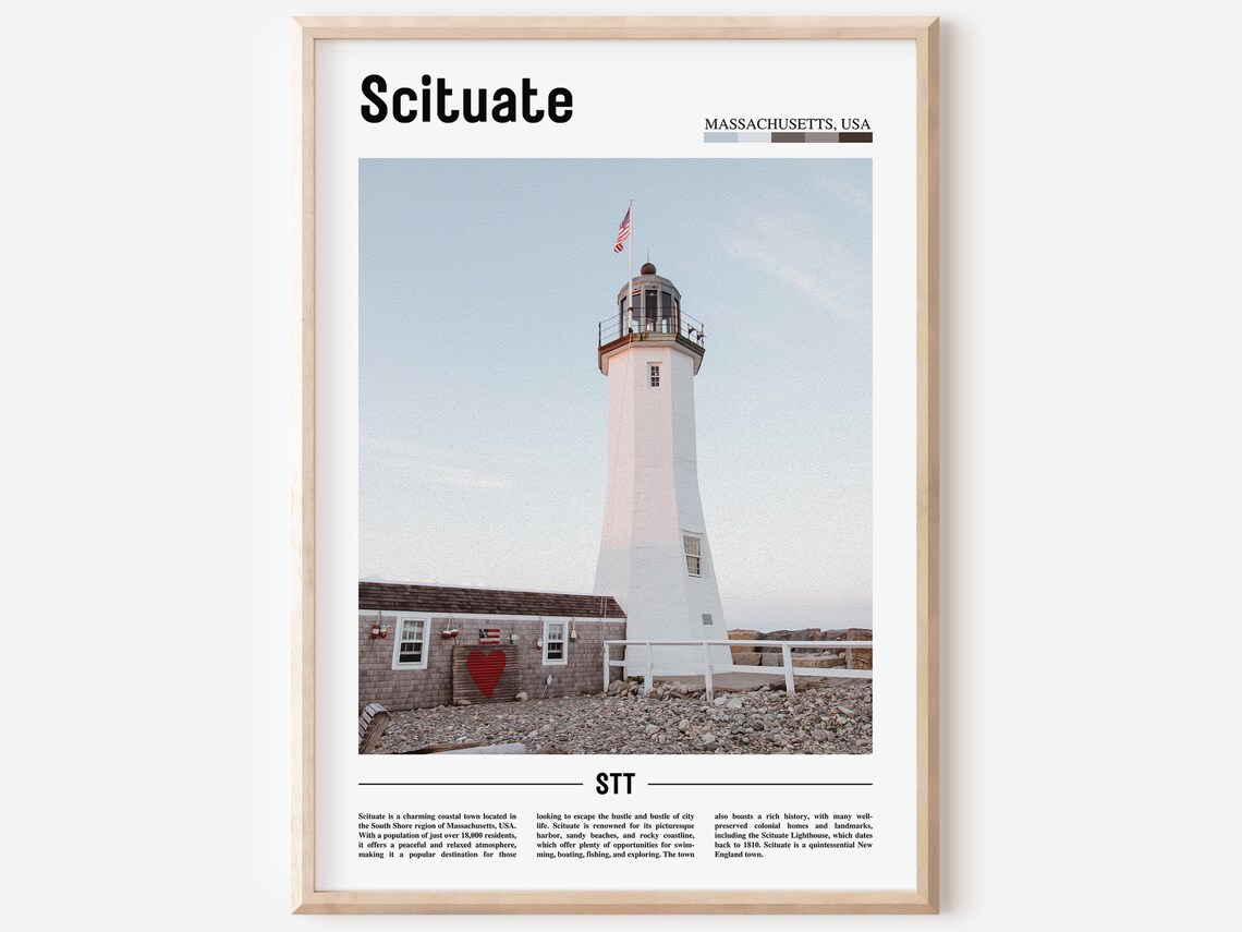 Scituate Massachusetts Lighthouse New England Coastal Poster