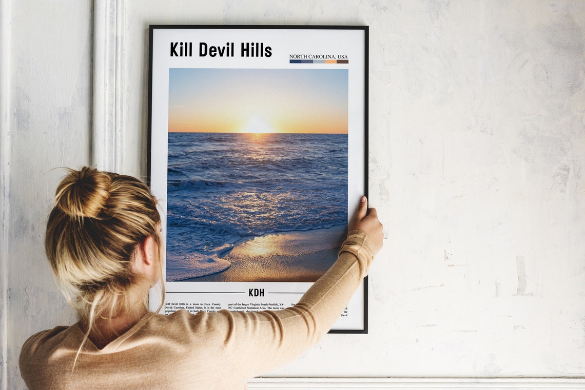 Kill Devil Hills North Carolina Beach Sunset Waves Poster KDH - Image 2