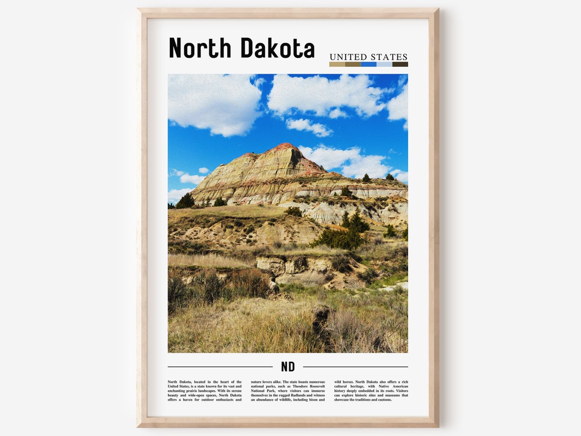 North Dakota Poster North Dakota Print North Dakota Wall Art United States Photo United States Poster United States Print