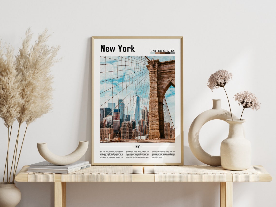 New York City Brooklyn Bridge Manhattan Skyline Travel Poster - Image 3