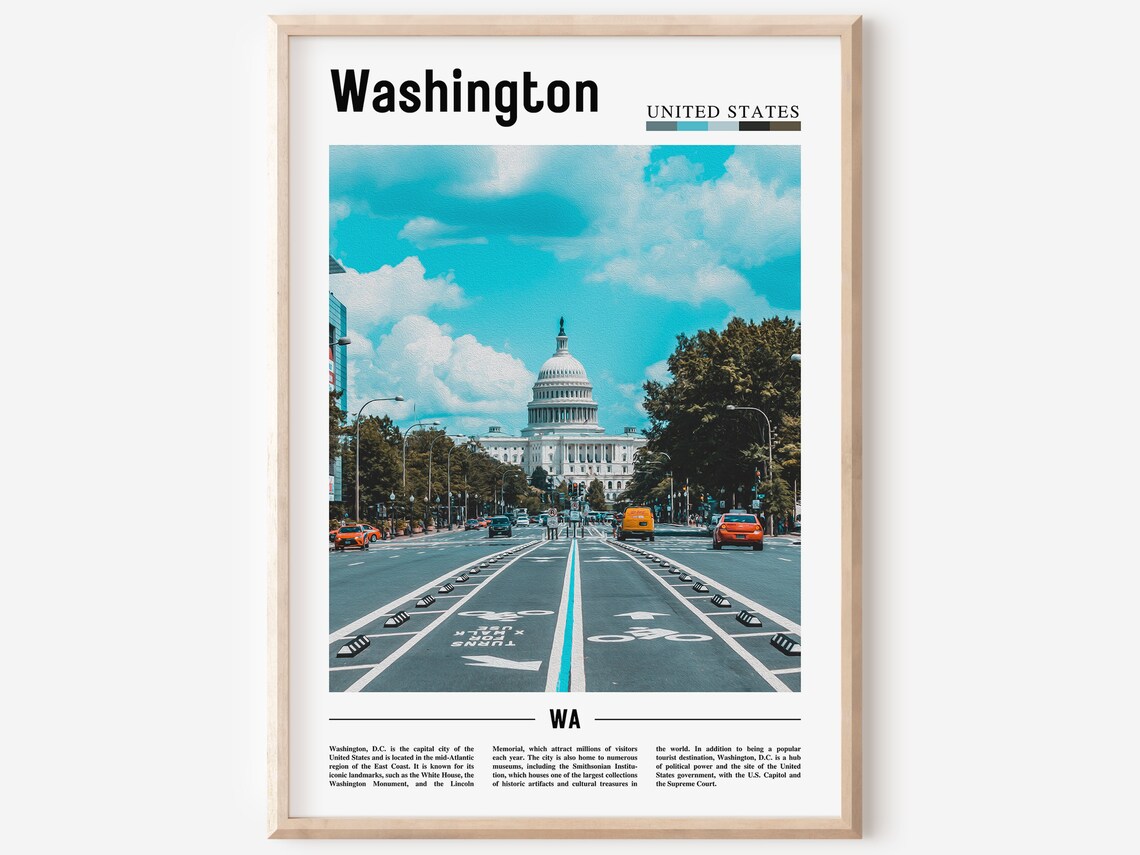 Washington DC US Capitol Street Photo Minimal City Travel Poster