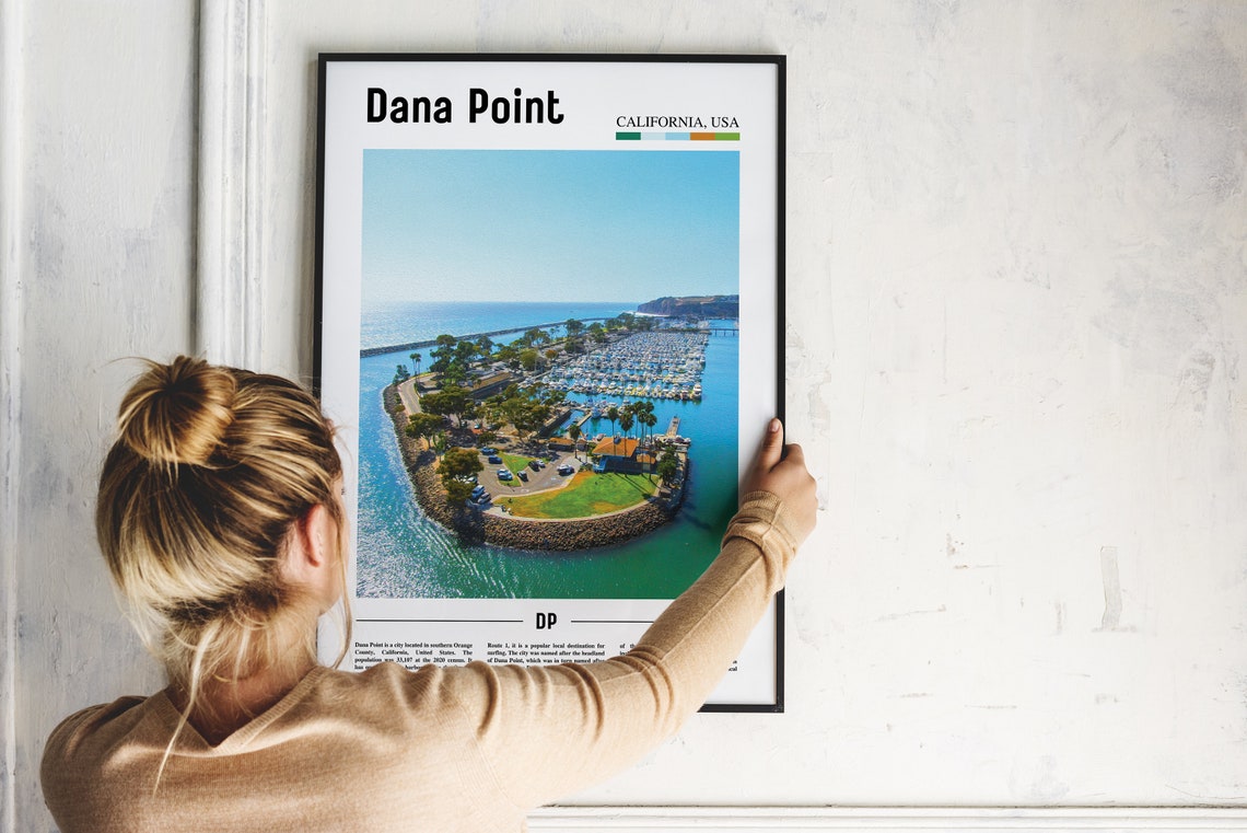 Dana Point Print Dana Point Poster Dana Point Wall Art Oil Painting Poster Colorful City Print City Artwork Travel Artwork Travel Art - Image 2
