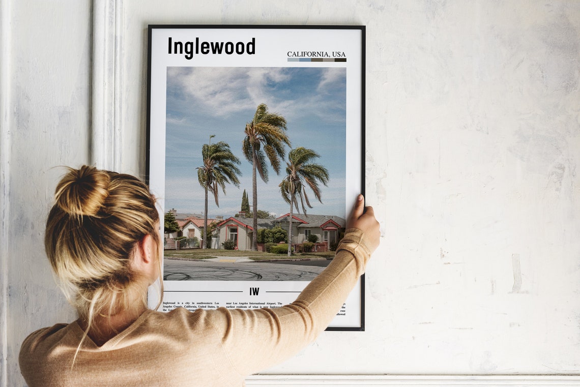 Inglewood California Palm Trees Suburban Street Photo Poster - Image 2