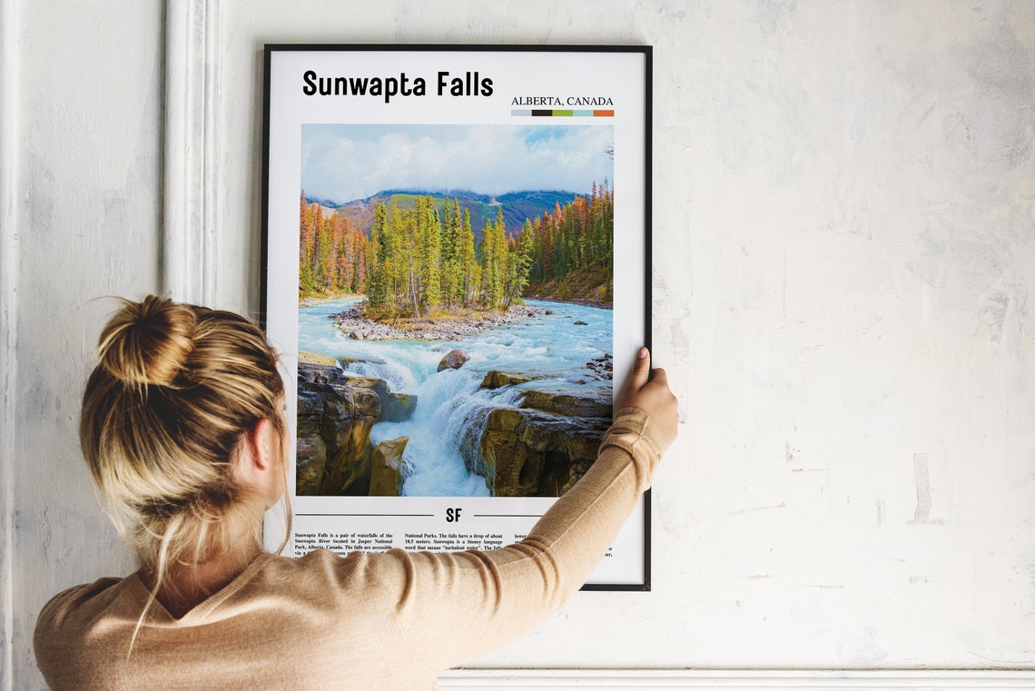 Sunwapta Falls Alberta Canada Autumn River Falls Travel Poster - Image 2