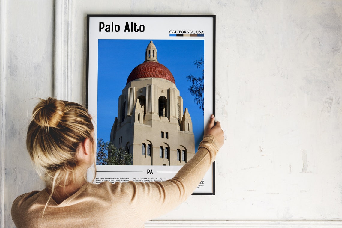 Palo Alto Print Palo Alto Poster Palo Alto Wall Art Minimal Travel Print Minimal City Poster Travel Destination Print Oil Painting Poster - Image 2