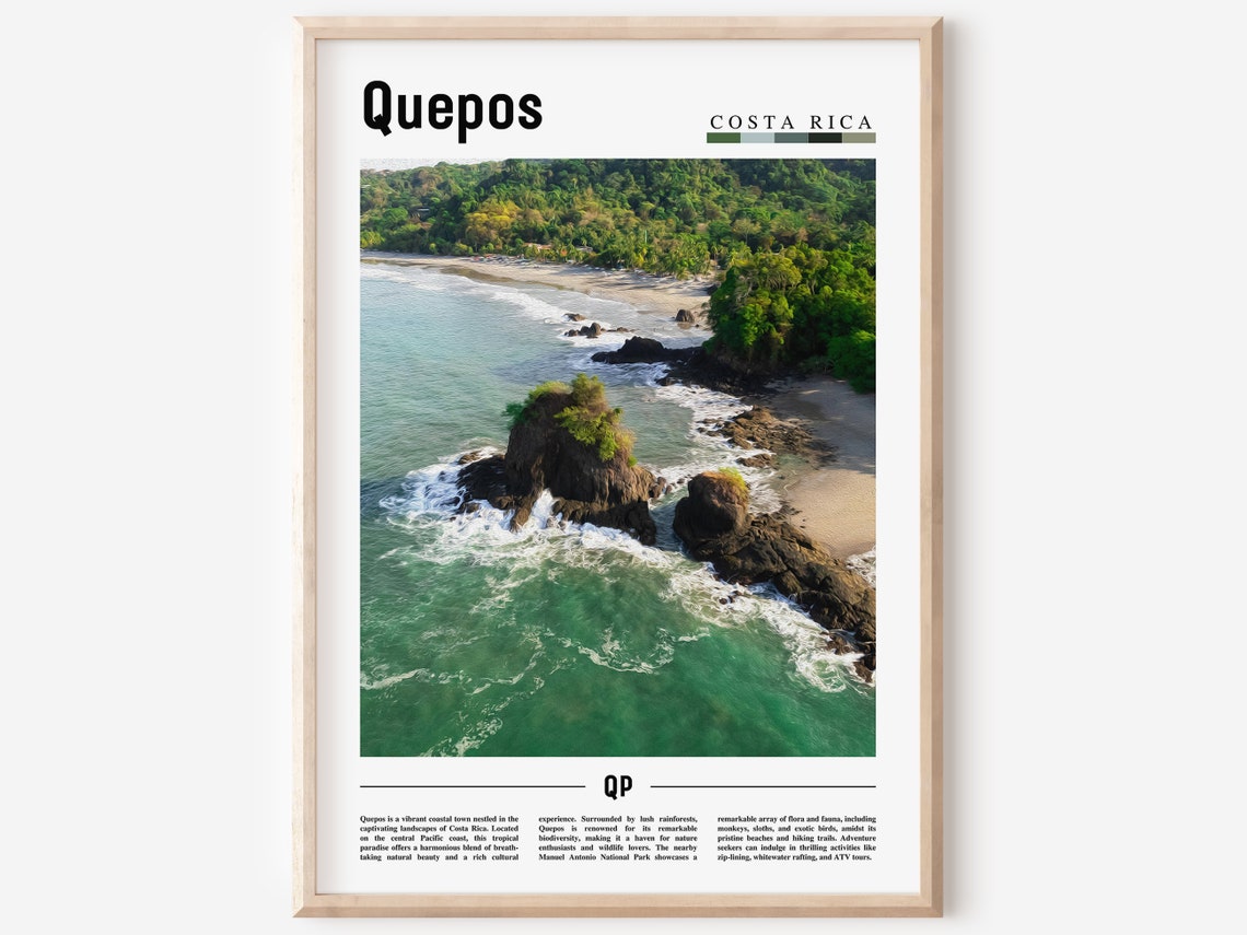 Quepos Costa Rica Tropical Beach Aerial View Minimalist Travel Print