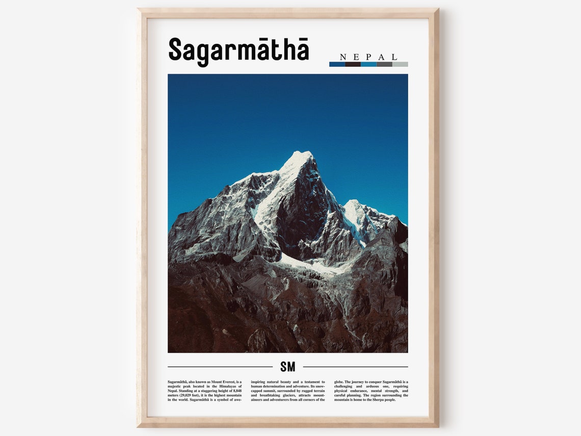Sagarmatha Mount Everest Nepal Himalaya Peak Photography Poster