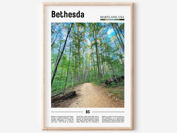 Bethesda Maryland Green Forest Trail Photo Minimalist Travel Poster