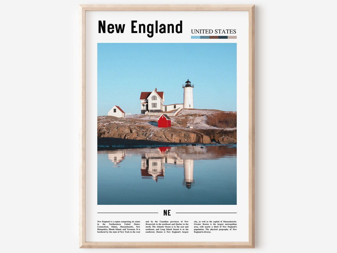 New England Lighthouse Rocky Coast Reflection Photography Poster
