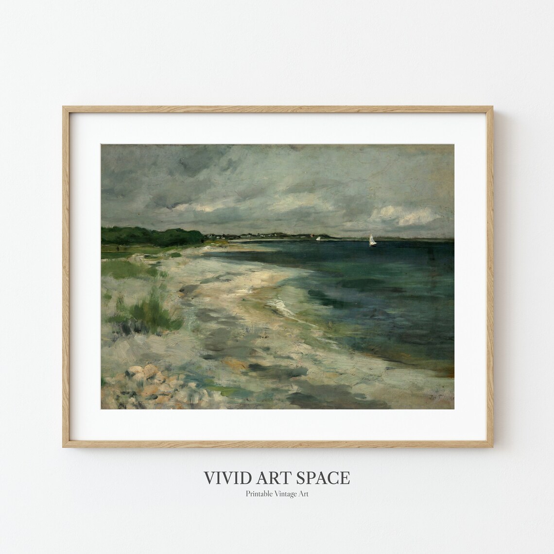 Moody Coast Landscape, Rustic Summer Travel Poster