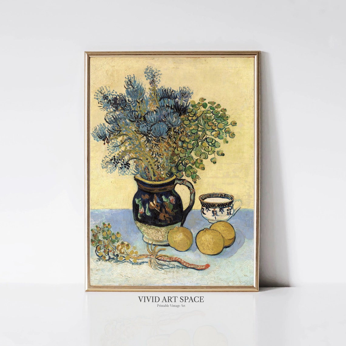 Van Gogh Cornflower Bouquet Vase Still Life Lemons 1890 Poster - Image 3