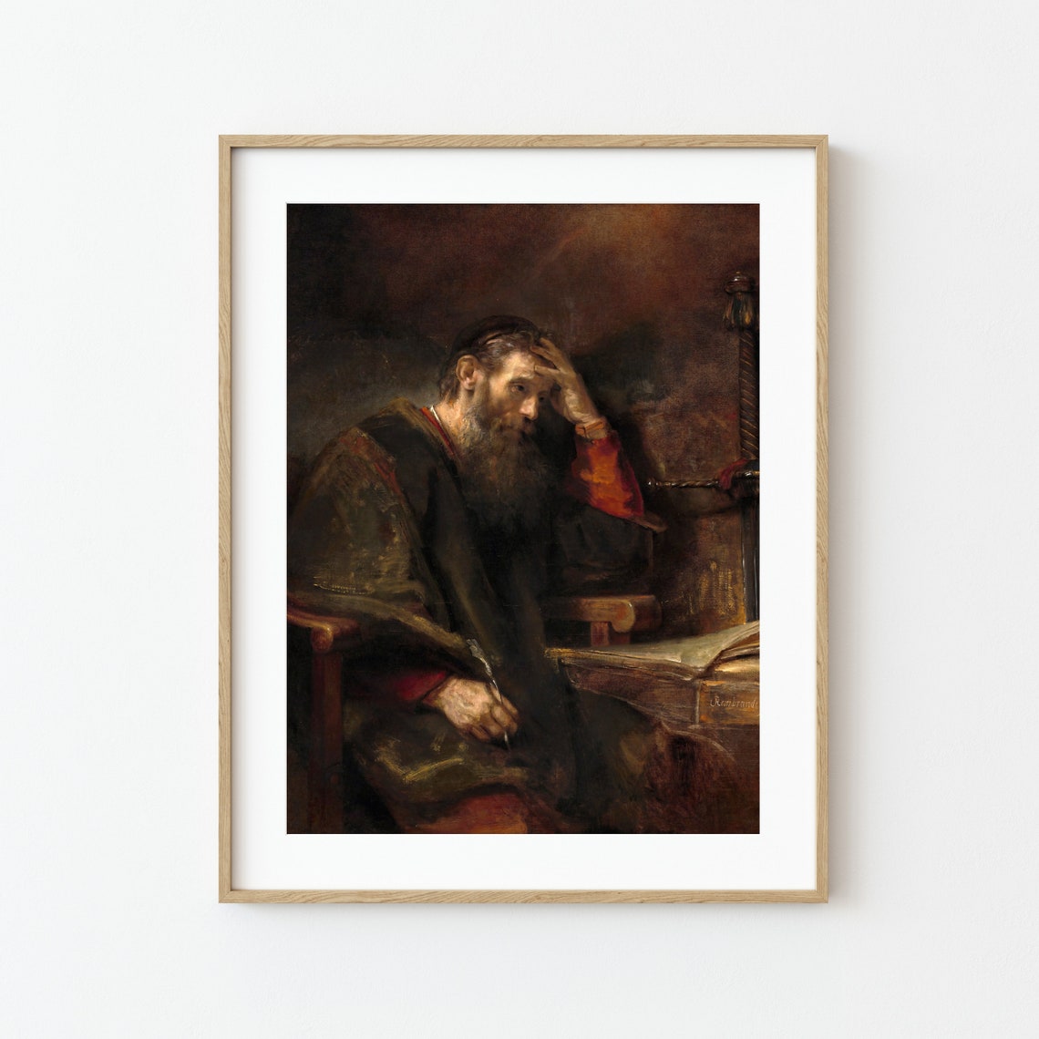 Rembrandt the Apostle Paul Writing Classical Baroque Art Print - Image 2