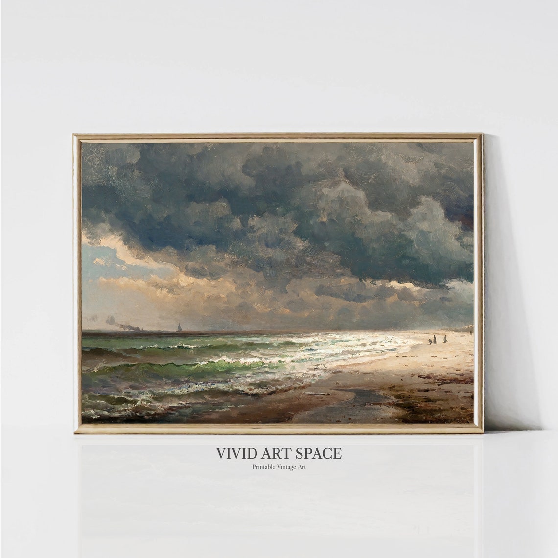 Moody Long Island Beach Under Dark Storm Clouds Seascape Poster