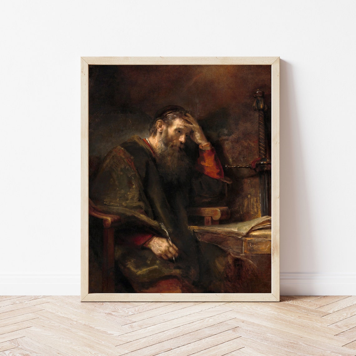 Rembrandt the Apostle Paul Writing Classical Baroque Art Print - Image 3