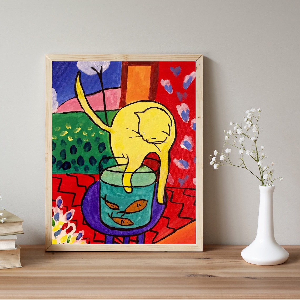 Matisse Cat And Red Fish Fauvist Art Print - Image 2