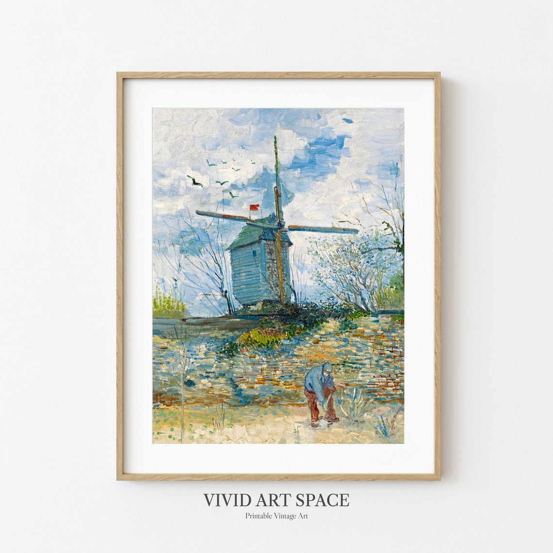 Van Gogh Le Moulin De La Galette Windmill Countryside Birds Poster - Image 3