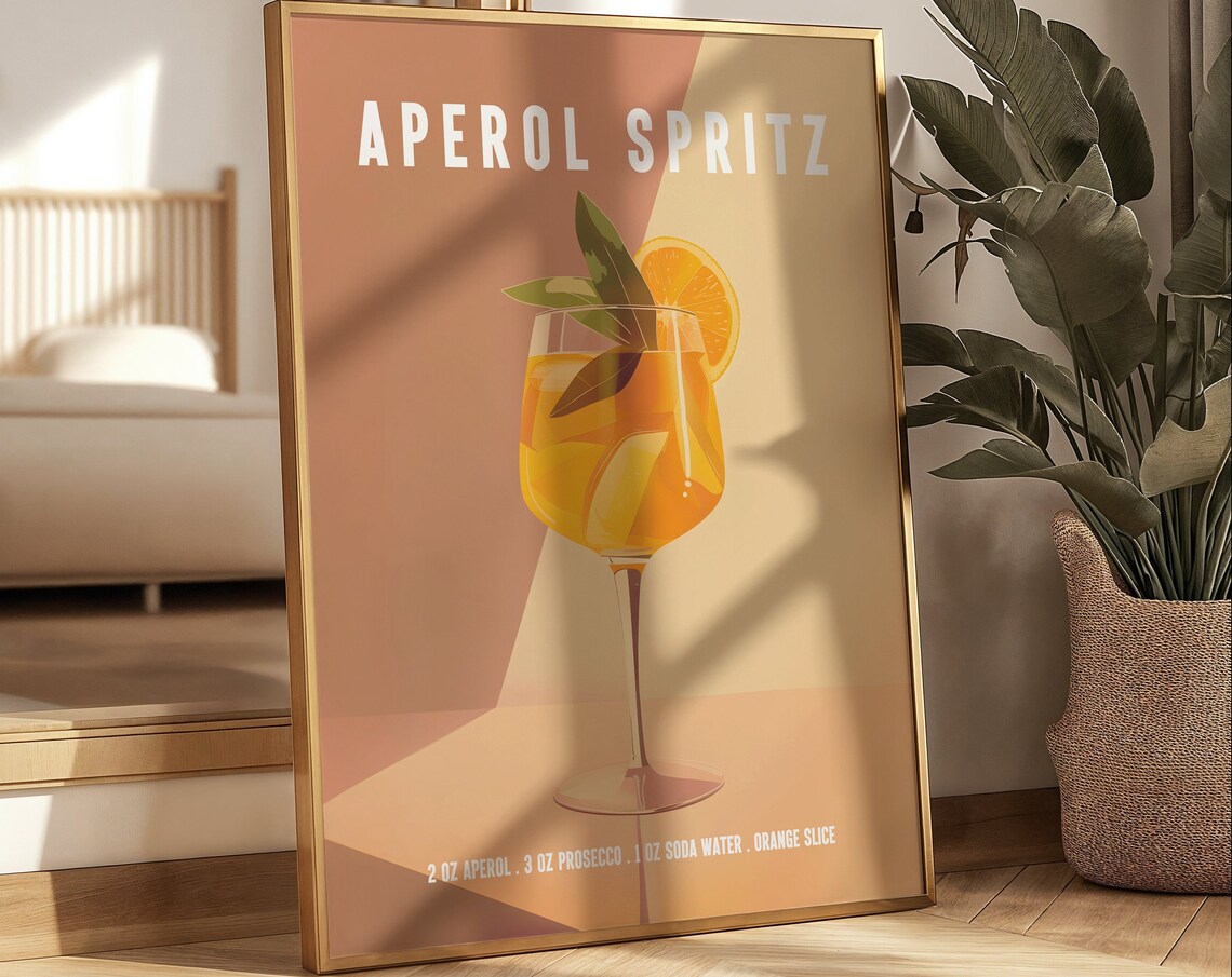 Aperol Spritz Classic Cocktail Recipe Retro Italian Bar Cart Poster - Image 3