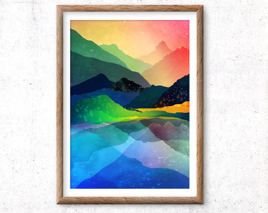 Mountain Sunset Landscape Art Print
