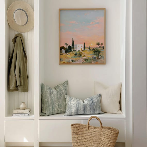 Pastel Desert Sunset Print Mediterranean House Wall Art