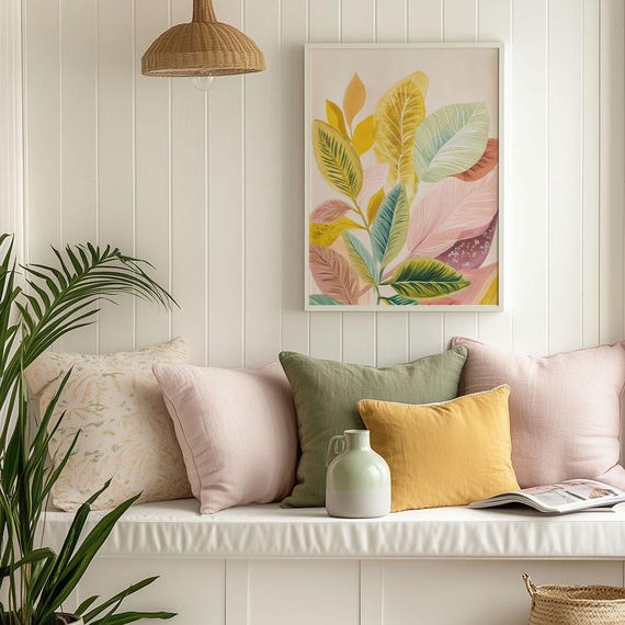 Tropical Leaf Print Warm Botanical Wall Art