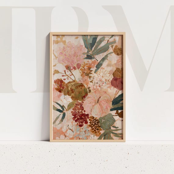 Fall Floral Print Rustic Pumpkin Harvest Warm Autumn Decor