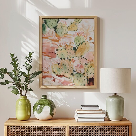 Abstract Cactus Print Southwestern Boho Wall Art