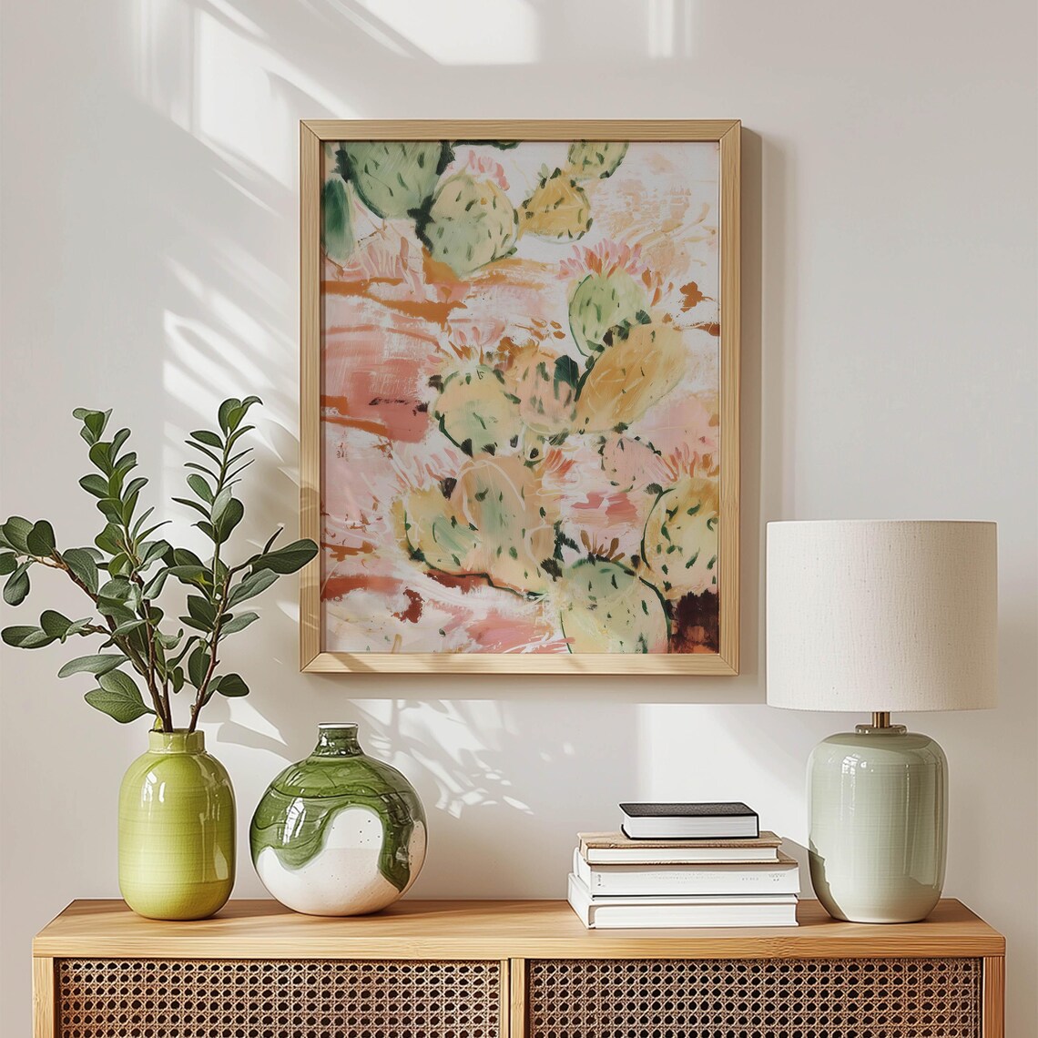 Abstract Cactus Print Southwestern Boho Wall Art