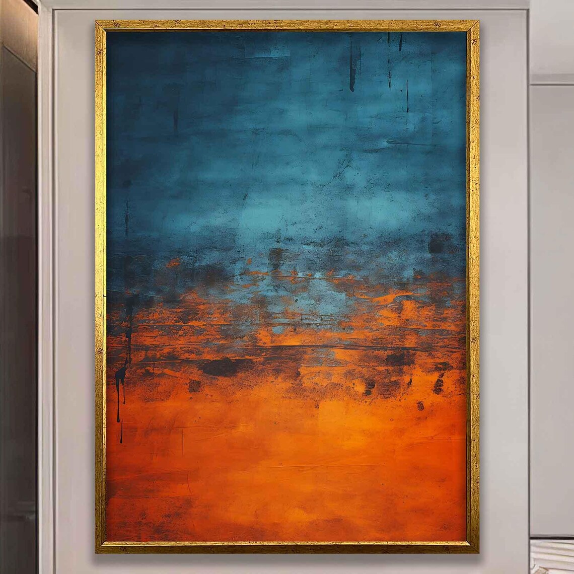 Mark Rothko Blue Orange Framed Painting Abstract Wall Art Minimalism Art Rothko Painting