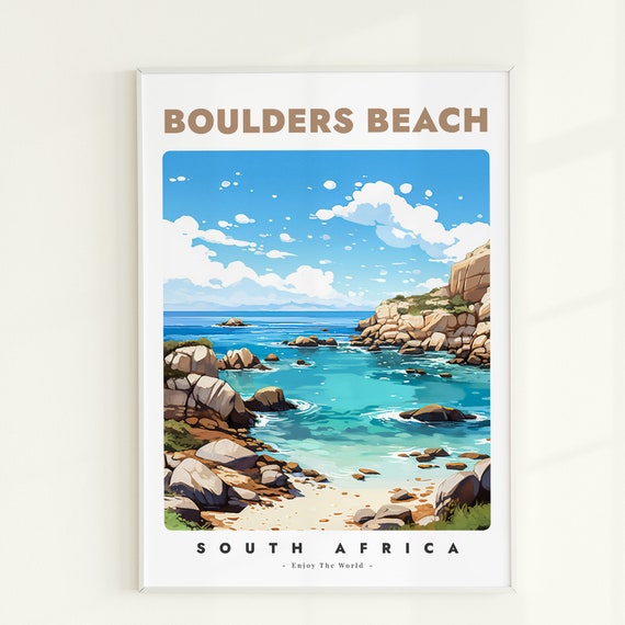 Boulders Beach South Africa Print Travel Illustration Western Cape