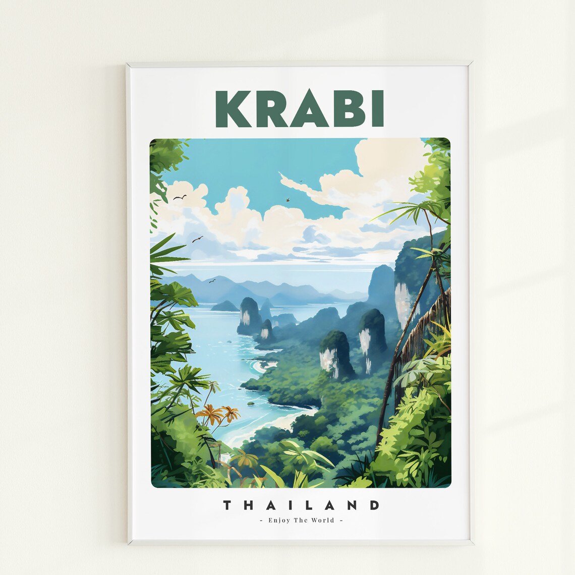 Krabi Thailand Jungle Viewpoint Karsts Islands Green Travel Poster