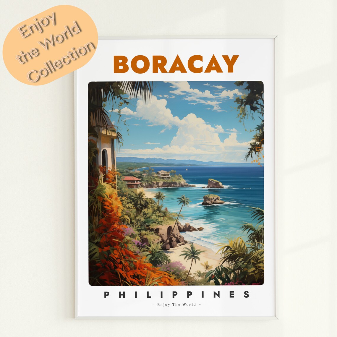Boracay Philippines Tropical Beach Coast Vintage Travel Poster