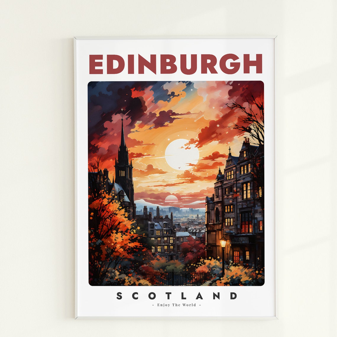 Edinburgh Cityscape Print Scotland Travel Poster