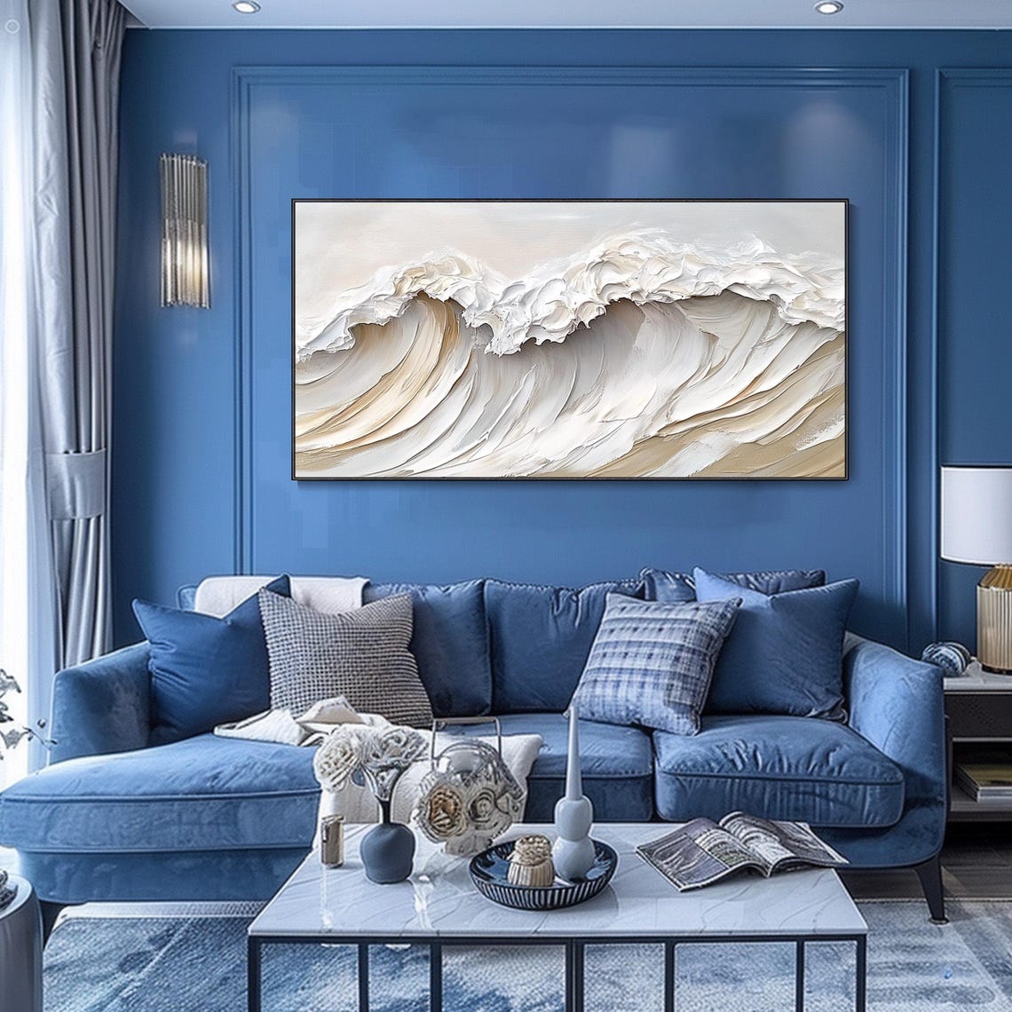 Beige White Curling Wave Minimalist Wabi Sabi Style Art Poster - Image 2
